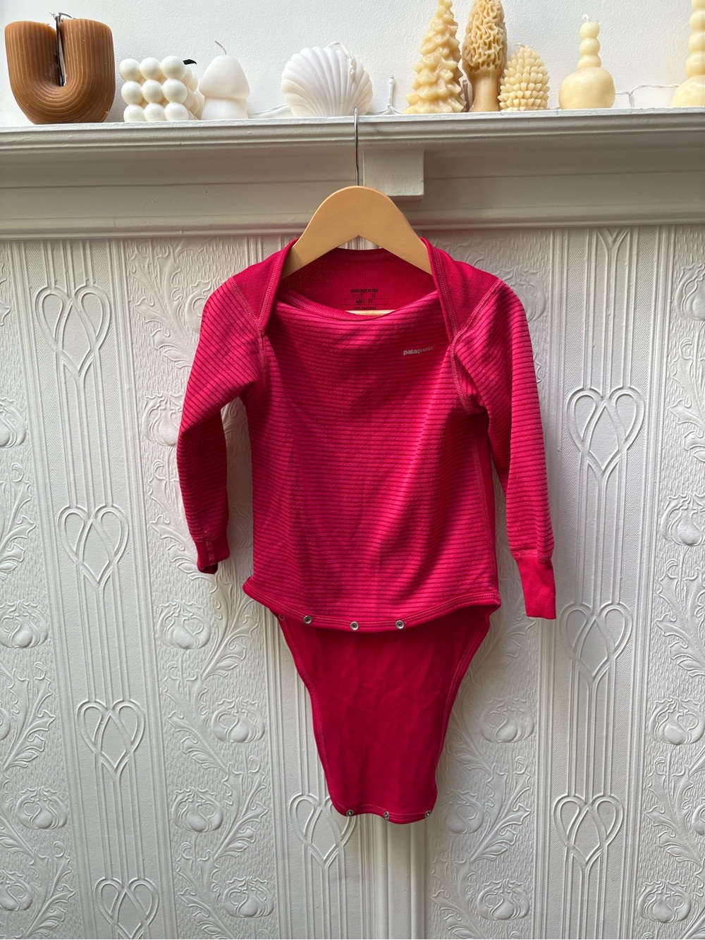 Patagonia Kids Pink Long-Sleeve capilenr Bodysuit - Bright Pink